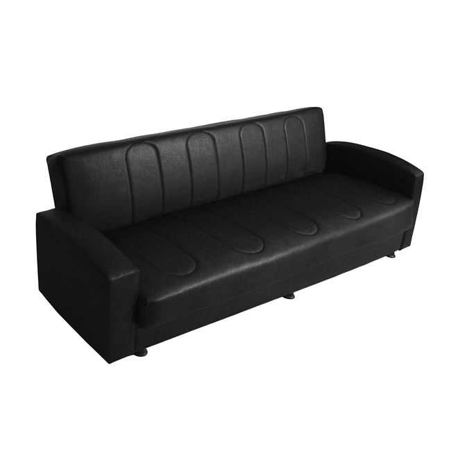 Sofa/Bed 3 seater Dimos with Faux Leather Black FB93031.02 220x80x95 cm